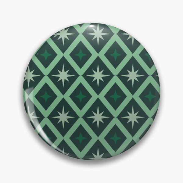 Item preview, Seamless geometric pattern featuring interlocking green diamonds and light green starburst shapes on a dark background designed and sold by Crispifly.