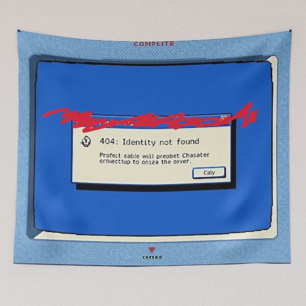 Artikelvorschau, 404 Identität nicht gefunden – Retro-Computerfehler-Ästhetik entworfen und verkauft von bgrzblkdigital.