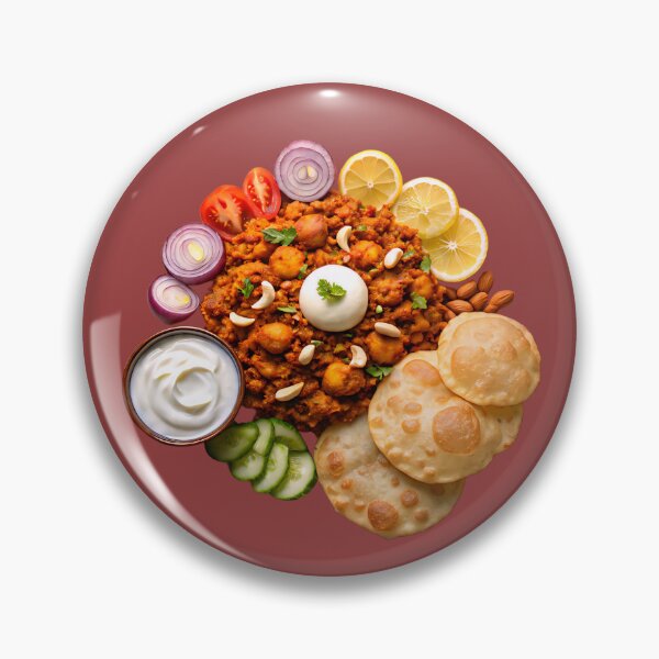 Item preview, Crispy Luchi & Bhature Feast – Indian Street Food Platter with Chutney, Curd, and Chhole designed and sold by AwesomeDigiShop.