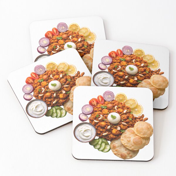 Item preview, Crispy Luchi & Bhature Feast – Indian Street Food Platter with Chutney, Curd, and Chhole designed and sold by AwesomeDigiShop.