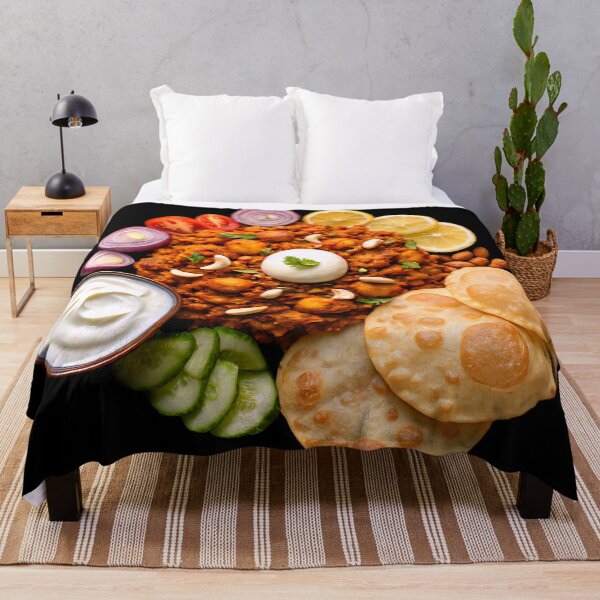 Item preview, Crispy Luchi & Bhature Feast – Indian Street Food Platter with Chutney, Curd, and Chhole designed and sold by AwesomeDigiShop.