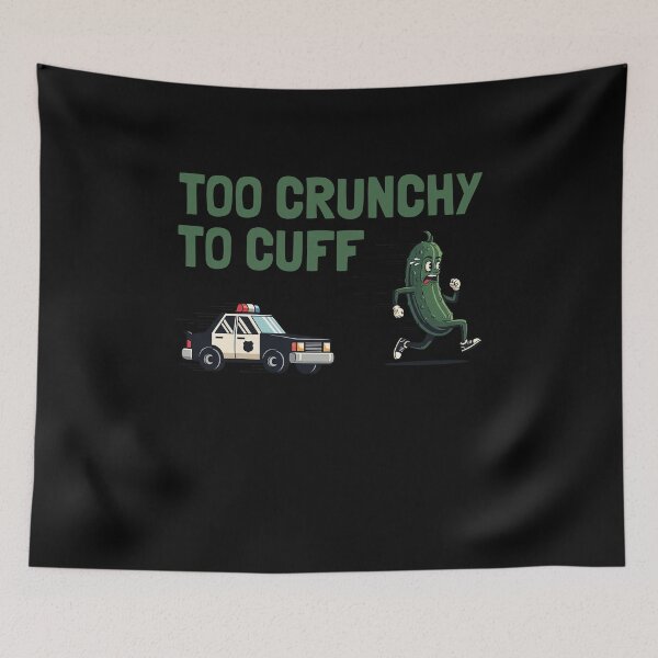 Item preview, Too Crunchy To Cuff Pickle Running From Police Meme designed and sold by elderberry.