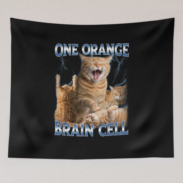 Item preview, One Orange Brain Cell Funny Cat Meme Quirky Humor designed and sold by elderberry.