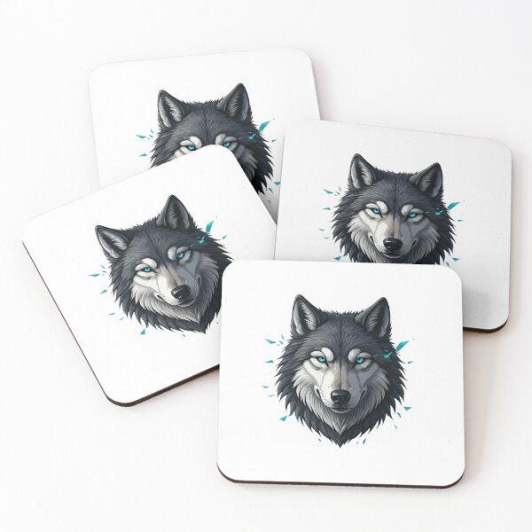 Item preview, Futuristic Wolf Head – Digital Vector Illustration with Electric Blue Eyes and Geometric Turquoise Fragments designed and sold by PixelVibe782.
