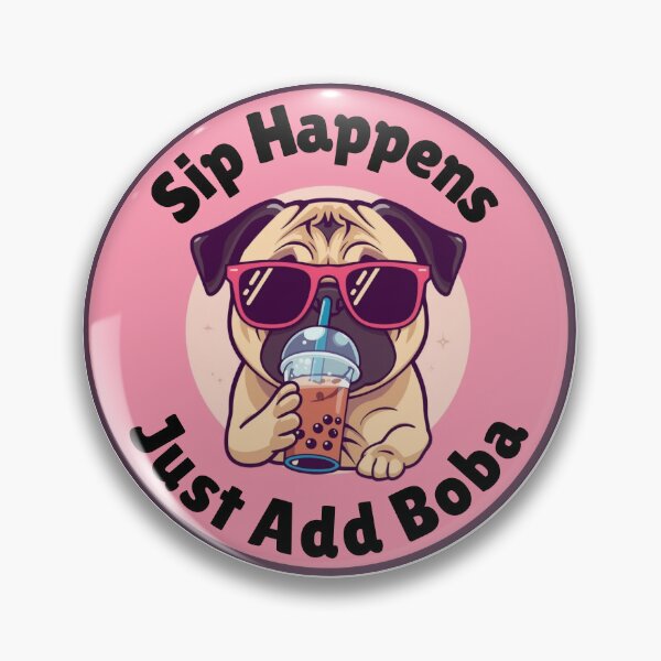Item preview, Cool Pug Sipping Boba designed and sold by eunicecreative.