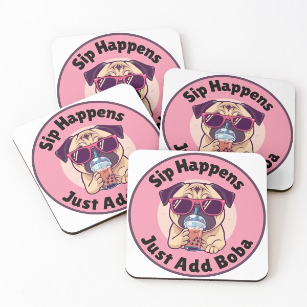 Item preview, Cool Pug Sipping Boba designed and sold by eunicecreative.