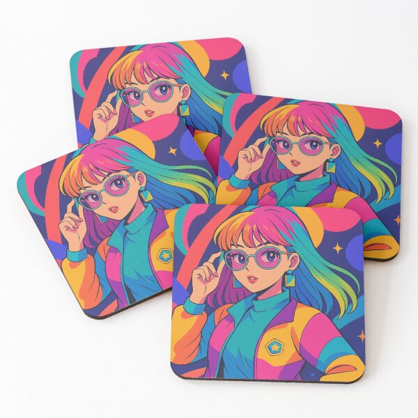 Item preview, Cool Pop Art Girl: Anime Retro Color Block Neon designed and sold by JonelleTshirts.
