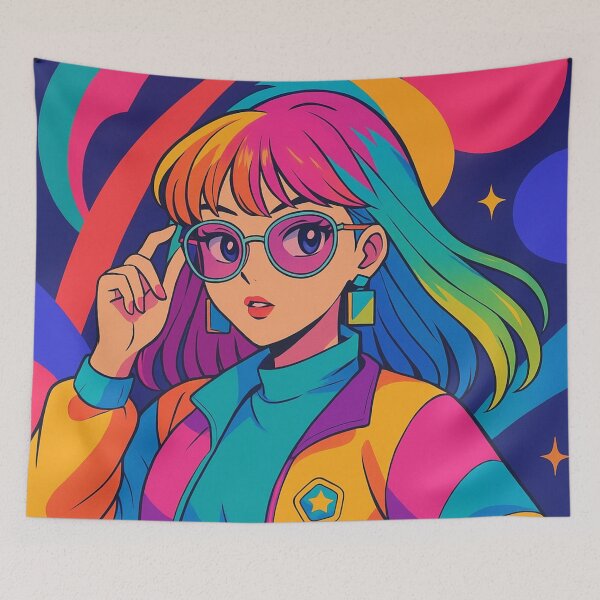 Item preview, Cool Pop Art Girl: Anime Retro Color Block Neon designed and sold by JonelleTshirts.