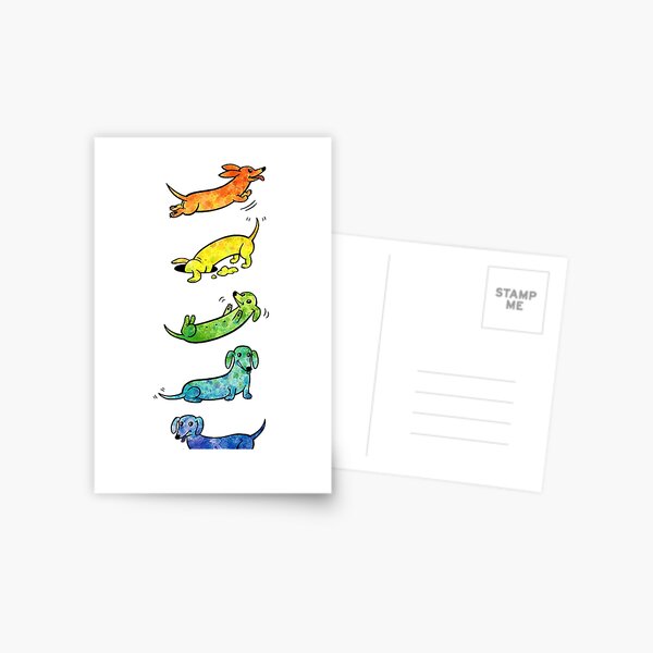 Watercolor Dachshunds Postcard