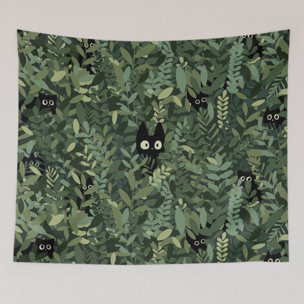 Item preview, Cute anime cats hiding in green plants, anime aesthetic design designed and sold by CharmedVille.