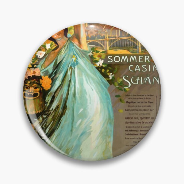Item preview, Vintage Art Nouveau Poster | Kursaal Bern Sommer Casino Schänzli | Elegant Woman & Floral Motifs | Swiss Alps Scenery designed and sold by artofuniverse.
