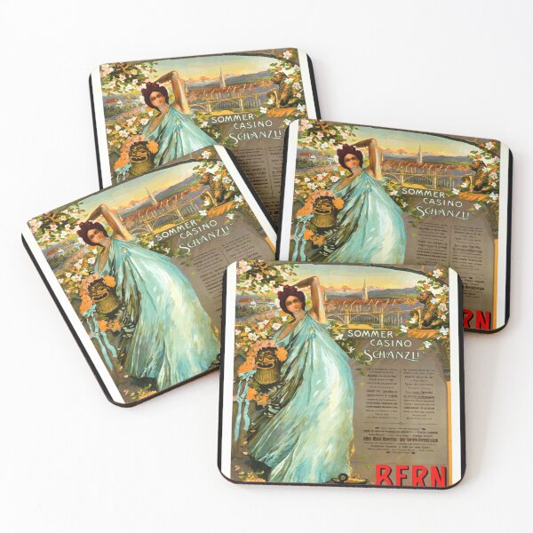 Item preview, Vintage Art Nouveau Poster | Kursaal Bern Sommer Casino Schänzli | Elegant Woman & Floral Motifs | Swiss Alps Scenery designed and sold by artofuniverse.