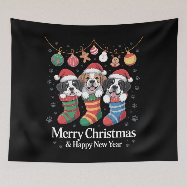Item preview, Bernedoodle Dog in Christmas designed and sold by brynatshop.