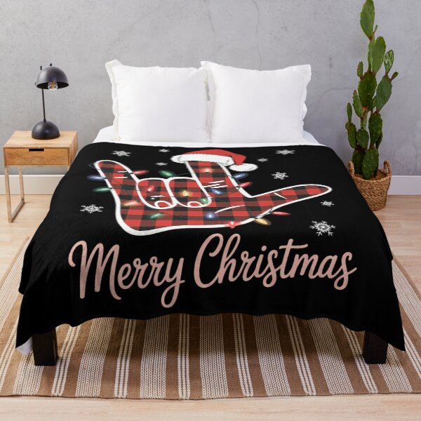 Item preview, Love Merry Christmas Sign Language Red Plaid Xmas Santa designed and sold by brynatshop.