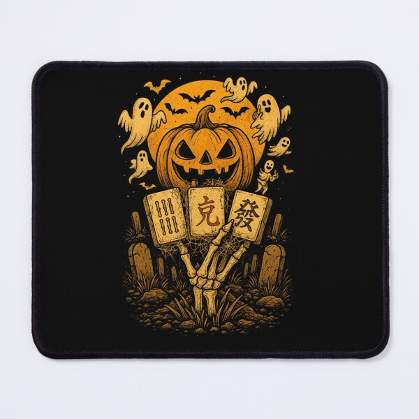 Item preview, Spooky Skeleton Hand Playing Mahjong in a Halloween Graveyard designed and sold by Daisy Grimes.