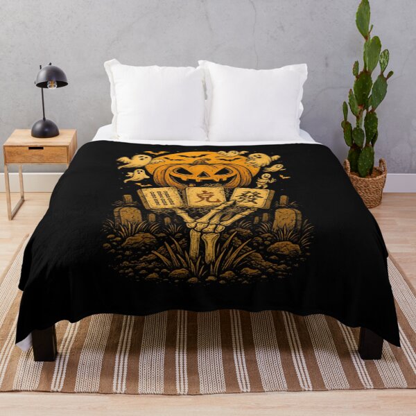 Item preview, Spooky Skeleton Hand Playing Mahjong in a Halloween Graveyard designed and sold by Daisy Grimes.