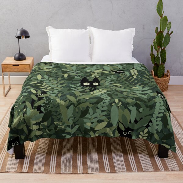 Item preview, Hidden cats in lush green leaves, whimsical woodland foliage, cottagecore verdure, moss olive sage palette designed and sold by CharmedVille.