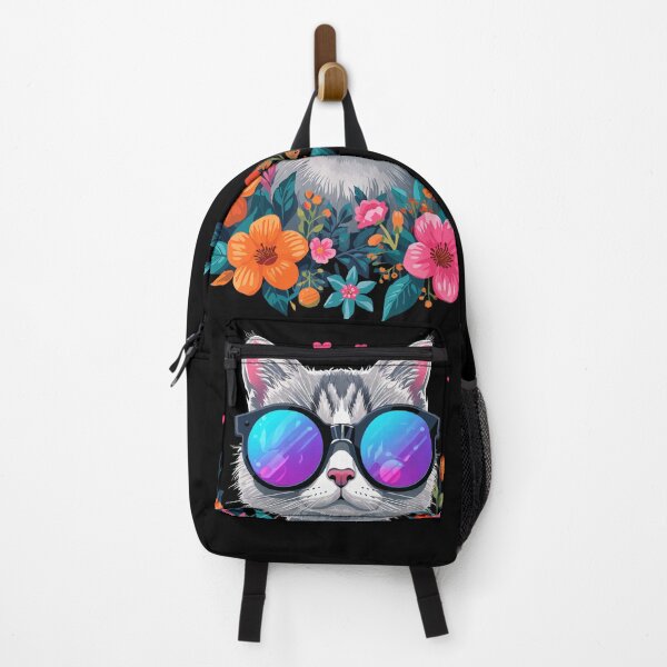 Item preview, Cool cat wearing sunglasses amidst vibrant floral blooms, a modern whimsical design perfect for pet lovers designed and sold by DigitalGraphic1.