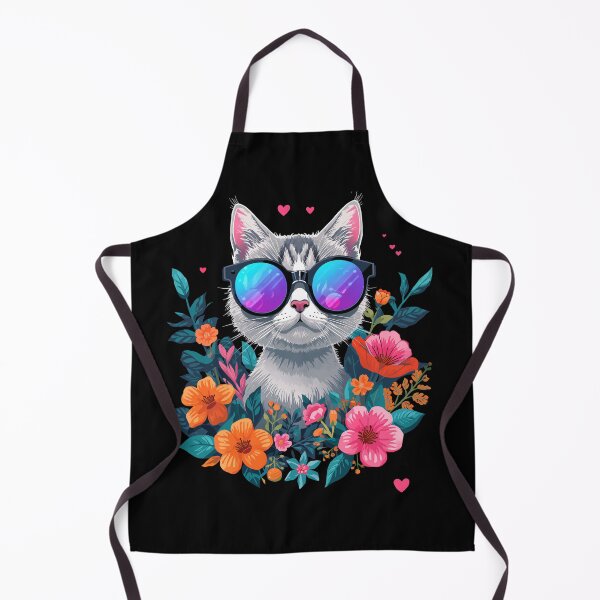Item preview, Cool cat wearing sunglasses amidst vibrant floral blooms, a modern whimsical design perfect for pet lovers designed and sold by DigitalGraphic1.