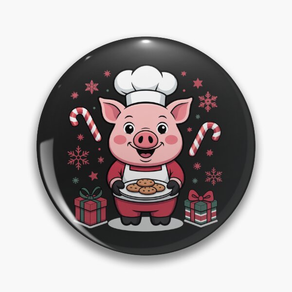 Item preview, Chef Pig Christmas – Cute Chibi Pig Baking Holiday Cookies designed and sold by ColorSplash123.