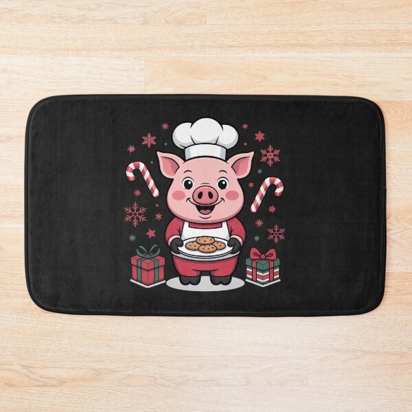 Item preview, Chef Pig Christmas – Cute Chibi Pig Baking Holiday Cookies designed and sold by ColorSplash123.