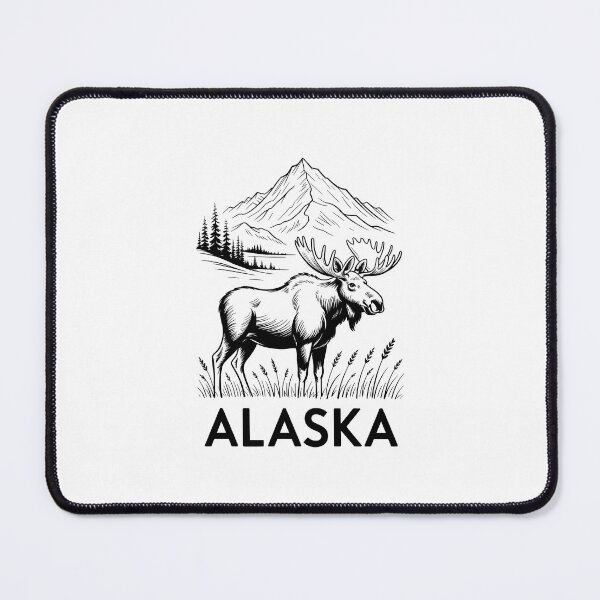 Item preview, Alaska State Minimalist Monoline Denali Mountain and Moose Wilderness Adventure Graphic designed and sold by HellD3vil-Art.