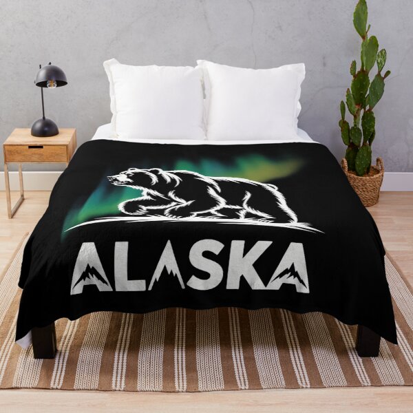 Item preview, Alaskan Bear with Green Aurora Borealis & Trees designed and sold by HellD3vil-Art.