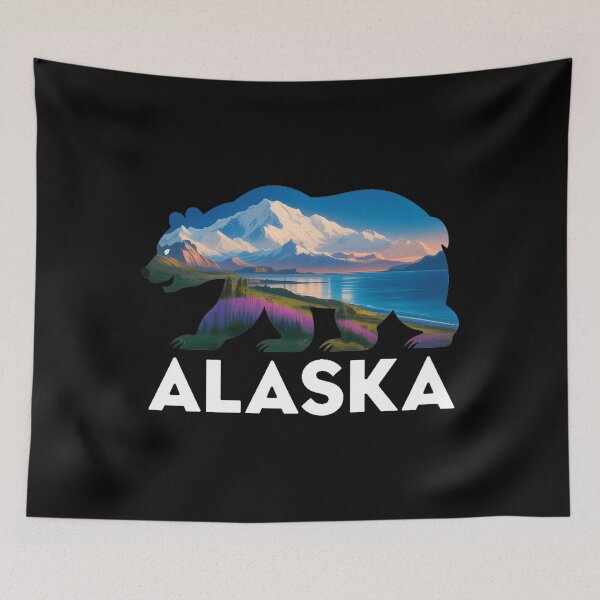 Item preview, Alaskan Bear with Wildflowers & Mountain Snow designed and sold by HellD3vil-Art.