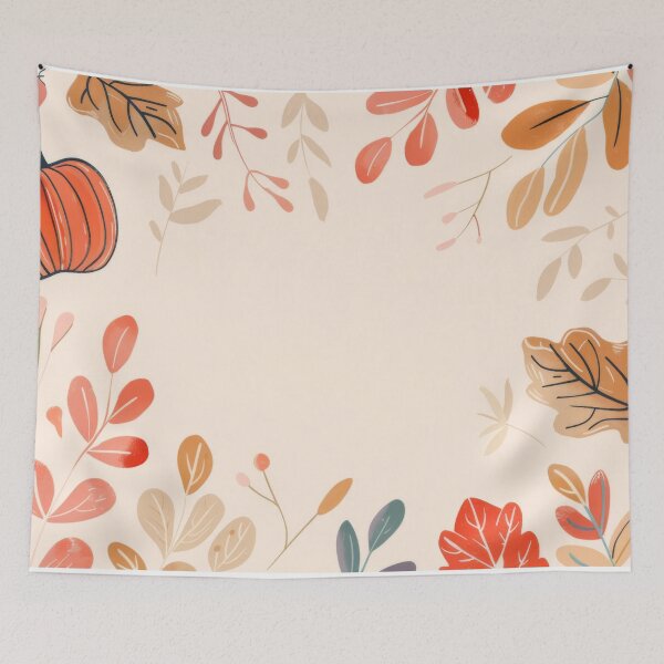 Item preview, Autumn leaves and pumpkins illustration with empty center, background, AI generated designed and sold by dvoevnore.
