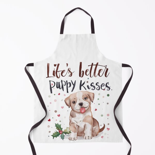 Aperçu de l'œuvre La vie est meilleure avec des bisous de chiots - Motif de Noël mignon avec un chien créée et vendue par DavidTeeStudio.