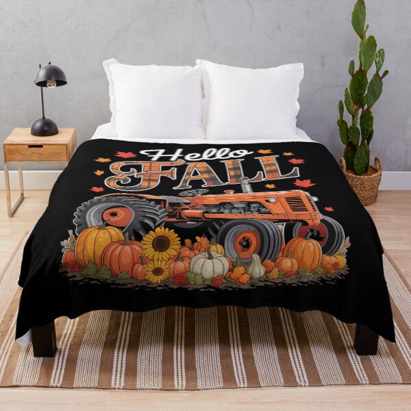 Item preview, Thanksgiving Fall Orange Plaid Autumn Pumpkins Tractor Lover designed and sold by JulienAureo.