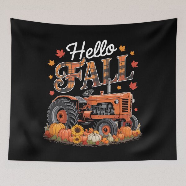 Item preview, Thanksgiving Fall Orange Plaid Autumn Pumpkins Tractor Lover designed and sold by JulienAureo.