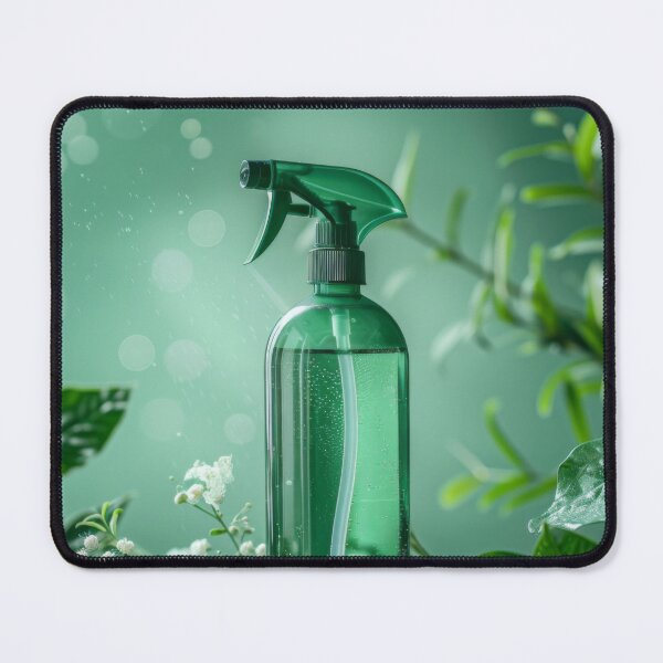 Item preview, Spray bottle with green leaves in nature background, AI Generated designed and sold by dvoevnore.