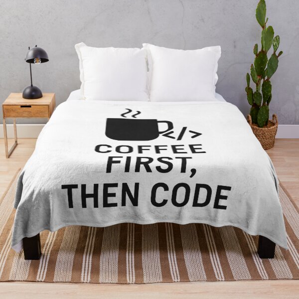 Item preview, First Coffee, Then Code - Programmer & Geek Humor T-Shirt Design designed and sold by Eric Nagel.