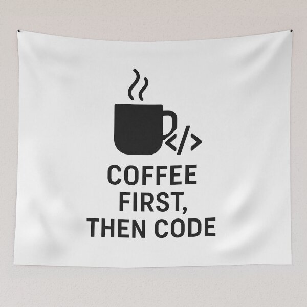 Item preview, First Coffee, Then Code - Programmer & Geek Humor T-Shirt Design designed and sold by Eric Nagel.