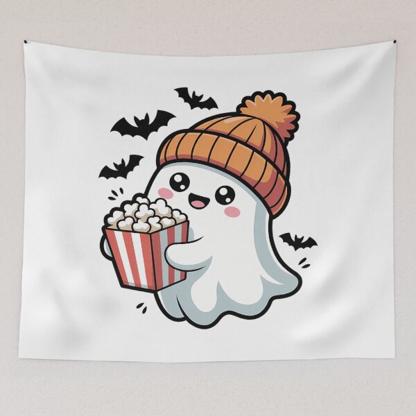 Item preview, Ghost Eating Pop Corn Lovers Spooky Halloween designed and sold by Moon-Ape.