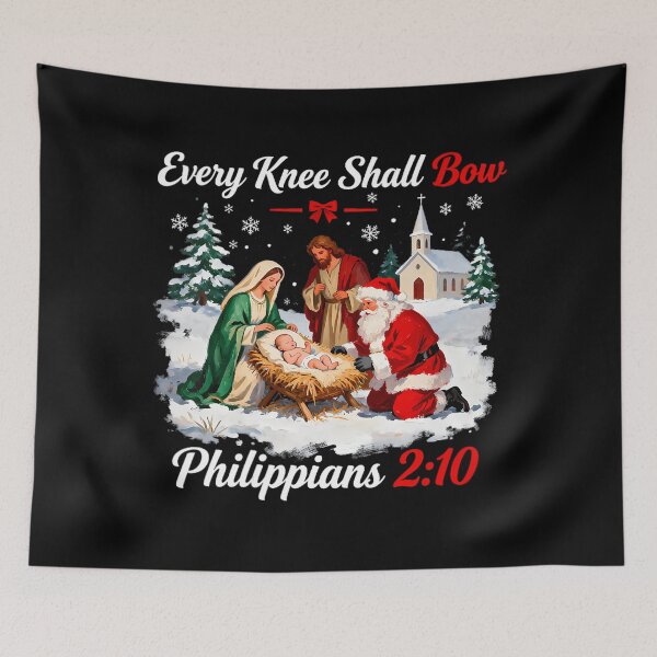 Item preview, Every Christian Knee Shall Jesus Christmas Holiday Quote Bow Vintage designed and sold by JackyEstera.