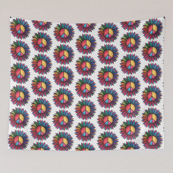 Item preview, Sunflower Peace Sign, Floral Hippie designed and sold by GoldenSunsetBloom.