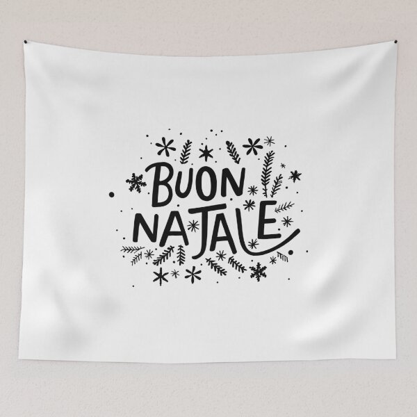 Item preview, Buon Natale – Elegant Christmas Text with Snowflakes and Pine Twigs designed and sold by EmeraldeaDesign.