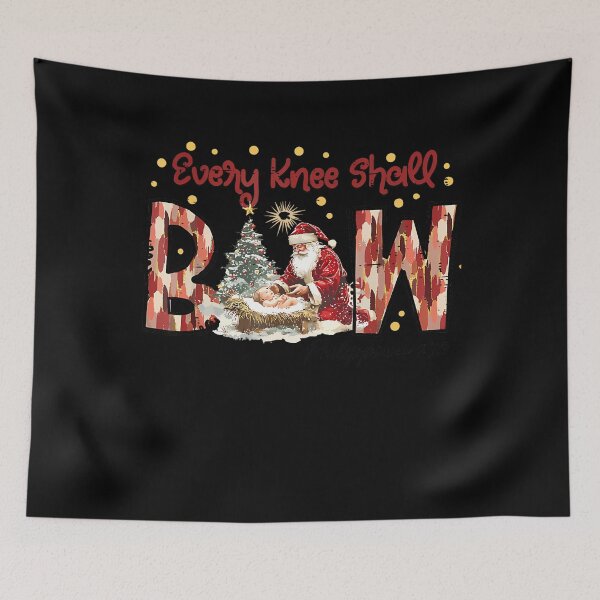 Item preview, Christmas Christian Every Shall Knee Holiday Bow Vintage Jesus Quote designed and sold by JackyEstera.