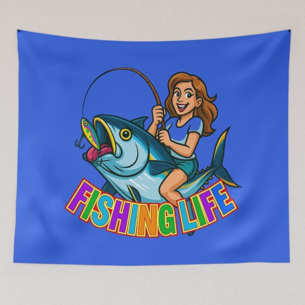 Item preview, Fishing Life - Girl design riding a tuna designed and sold by BlueFlowLab.