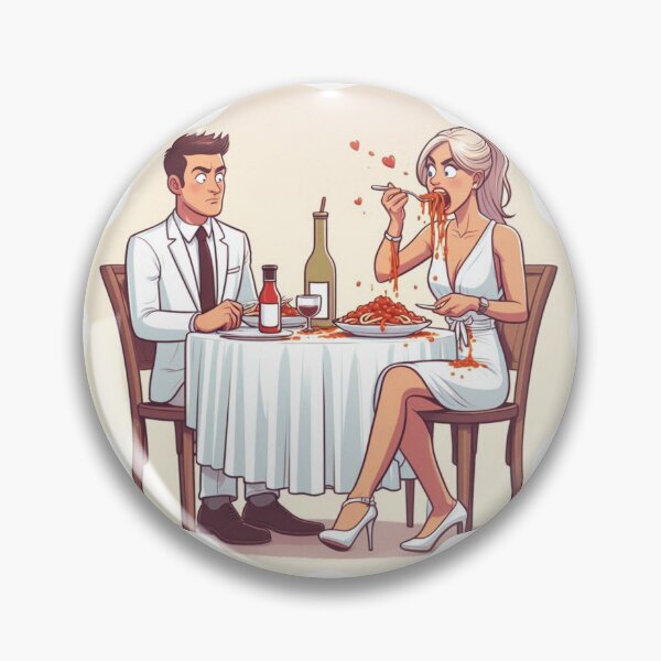 Item preview, Cita Elegante: La Catástrofe de los Espaguetis y los Modales | Humor de Restaurante y Citas designed and sold by DibuHumor.