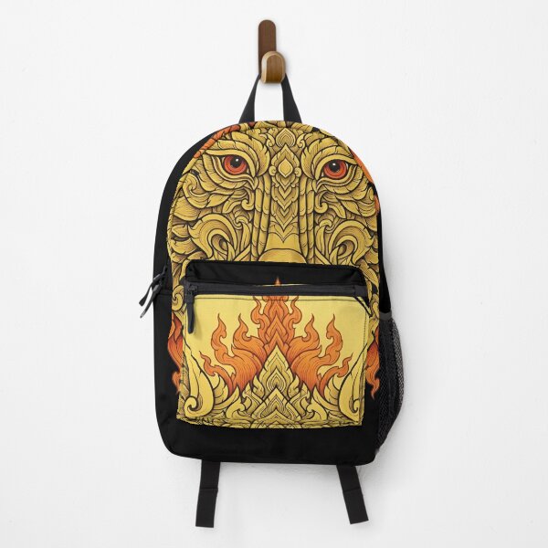 Item preview, Golden Yellow Wolf Head Thai Art Pattern | Traditional Asia Mythology Style designed and sold by Sitred123.