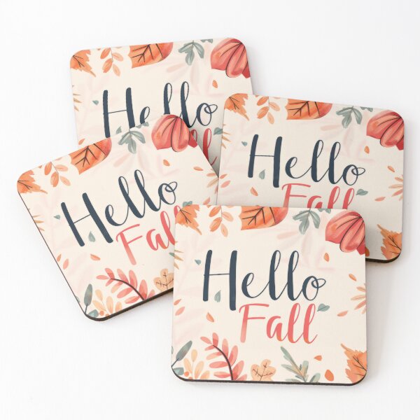 Item preview, Autumn greeting card with colorful leaves and text hello fall, AI generated designed and sold by dvoevnore.