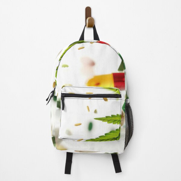 Item preview, Colorful pills and cannabis leaves scattered on white background, AI Generated designed and sold by dvoevnore.
