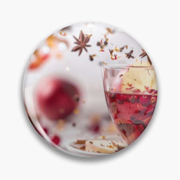 Artikelvorschau, Herbsttee mit Apfelscheiben, Preiselbeeren, Gewürzen, fallenden Zutaten in der Tasse, KI-generiert entworfen und verkauft von dvoevnore.