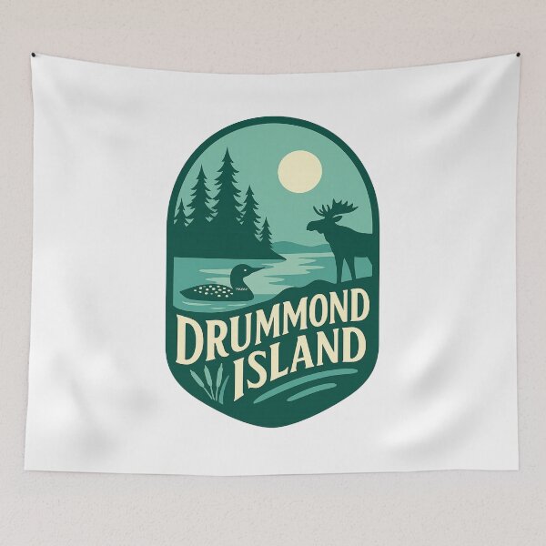 Item preview, Drummond Island Wildlife Scene with Moose and Loon Michigan designed and sold by Aryabek.