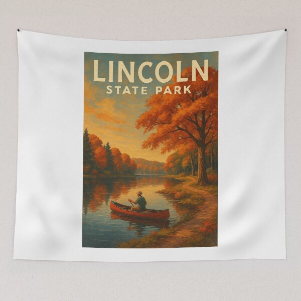 Item preview, Lincoln State Park Autumn Canoe Scene Indiana designed and sold by Aryabek.