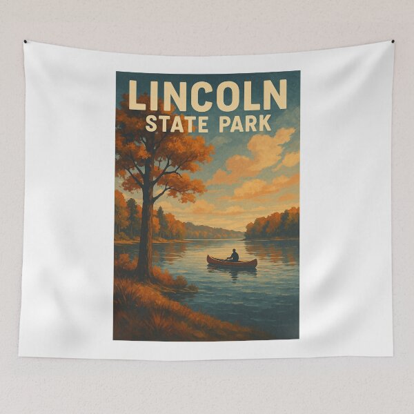 Item preview, Lincoln State Park River and Autumn Tree Scene Indiana designed and sold by Aryabek.