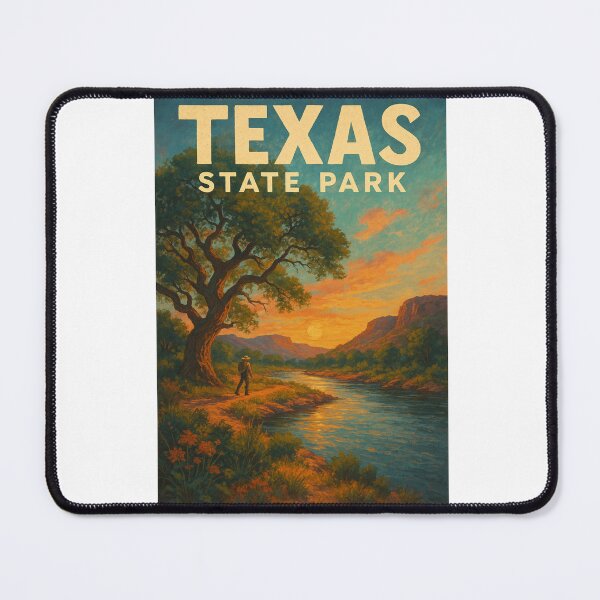 Item preview, Texas State Park Sunset Hiker with River and Mountains designed and sold by Aryabek.